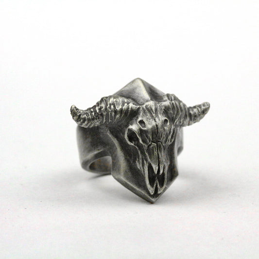 925 silver Satan ring, ram skull ring, sheep skull ring, antelope skull ring, horned skull ring, shield skull ring, brass handmade jewelry