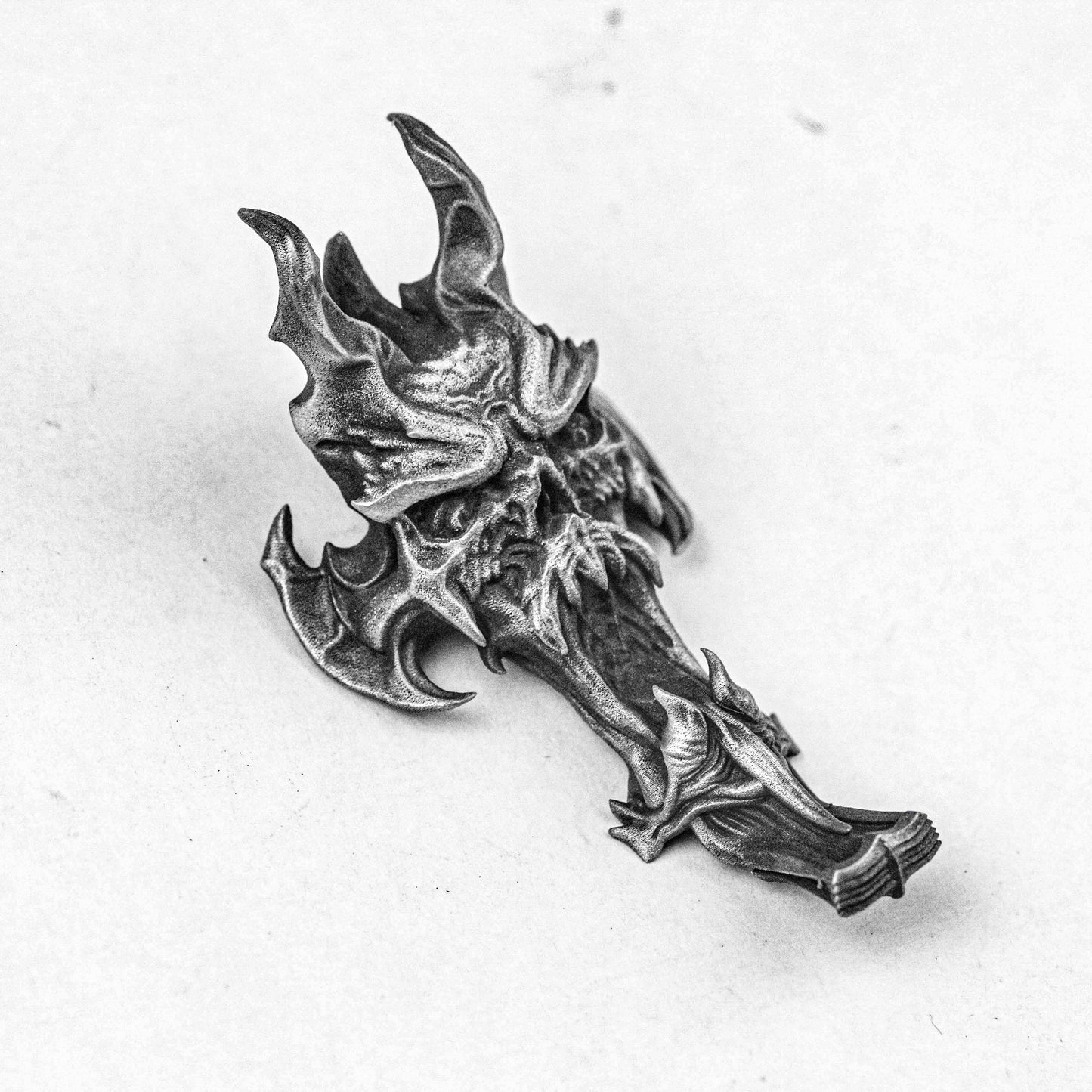 Wisdom Prajna Ghost Face Pendant-Ghost Roaring Pendant-Human Skull Wisdom Gift-Oxidized Silver Jewelry-Wizard Jewelry-Gift For Him
