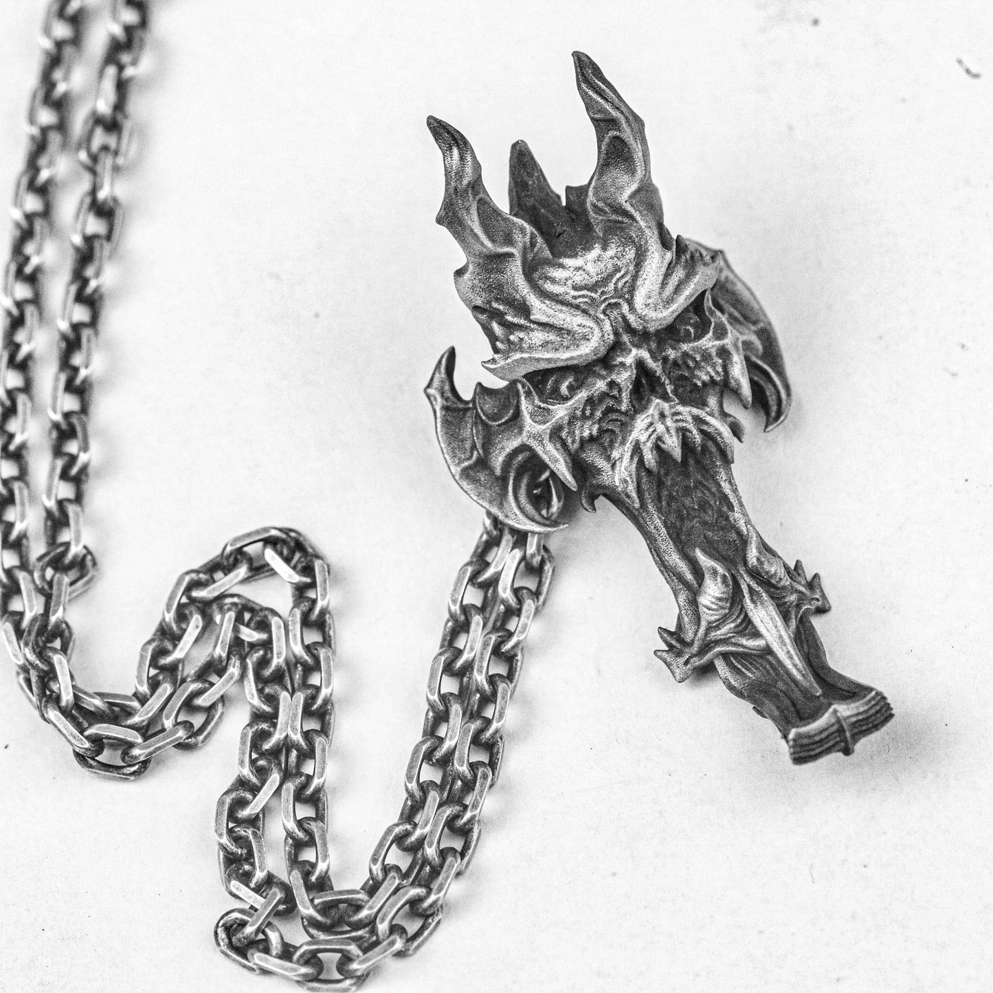 Wisdom Prajna Ghost Face Pendant-Ghost Roaring Pendant-Human Skull Wisdom Gift-Oxidized Silver Jewelry-Wizard Jewelry-Gift For Him