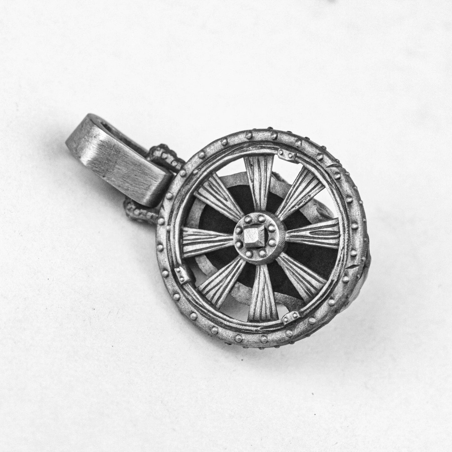 Tengu Pendant - Religious Jewelry - High Quality Coin Necklace - Round Tag Embossed Design - Sterling Silver Necklace