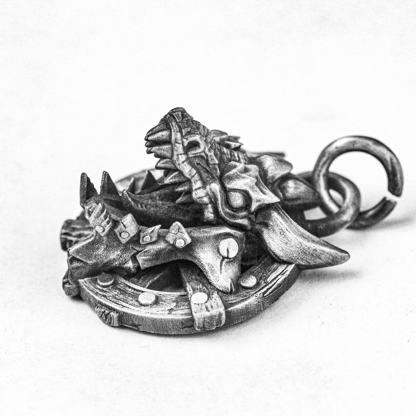 Tyrannosaurus Silver Pendant/Tag-Dinosaur Brass Necklace-Original Embossed Design-Advanced Custom Silver Jewelry-Deadwood Texture Necklace