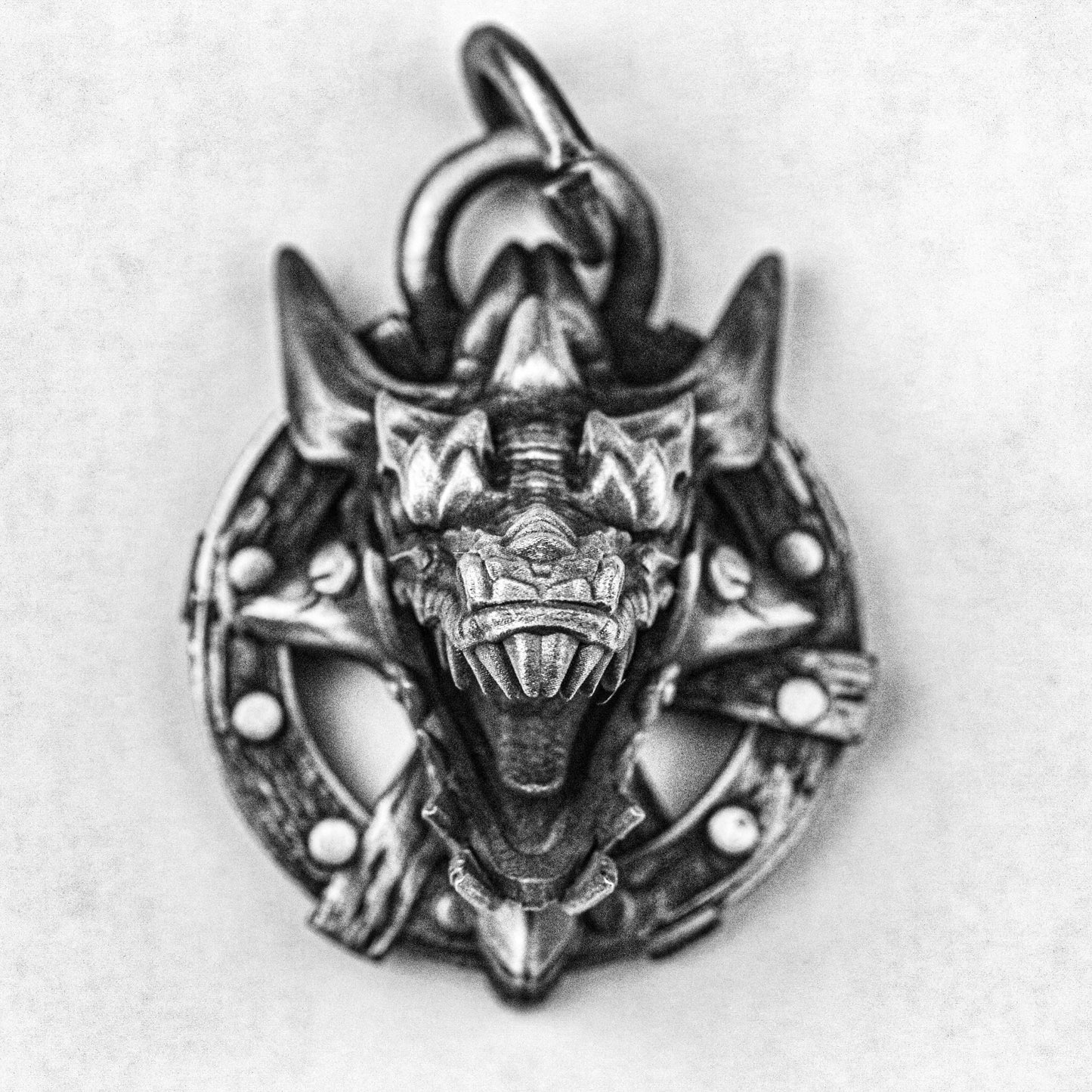 Tyrannosaurus Silver Pendant/Tag-Dinosaur Brass Necklace-Original Embossed Design-Advanced Custom Silver Jewelry-Deadwood Texture Necklace