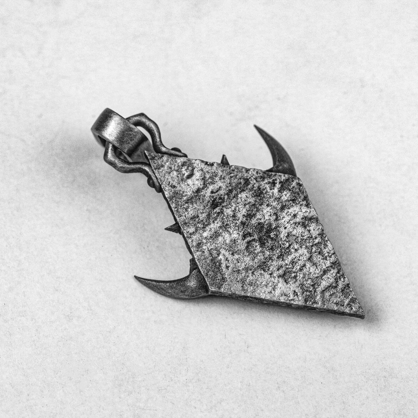 925 Sterling Silver Bull Head Prismatic Pendant-Totem Tag-Silver Hexagram Swordsman Lovers Precious Gift-Handmade