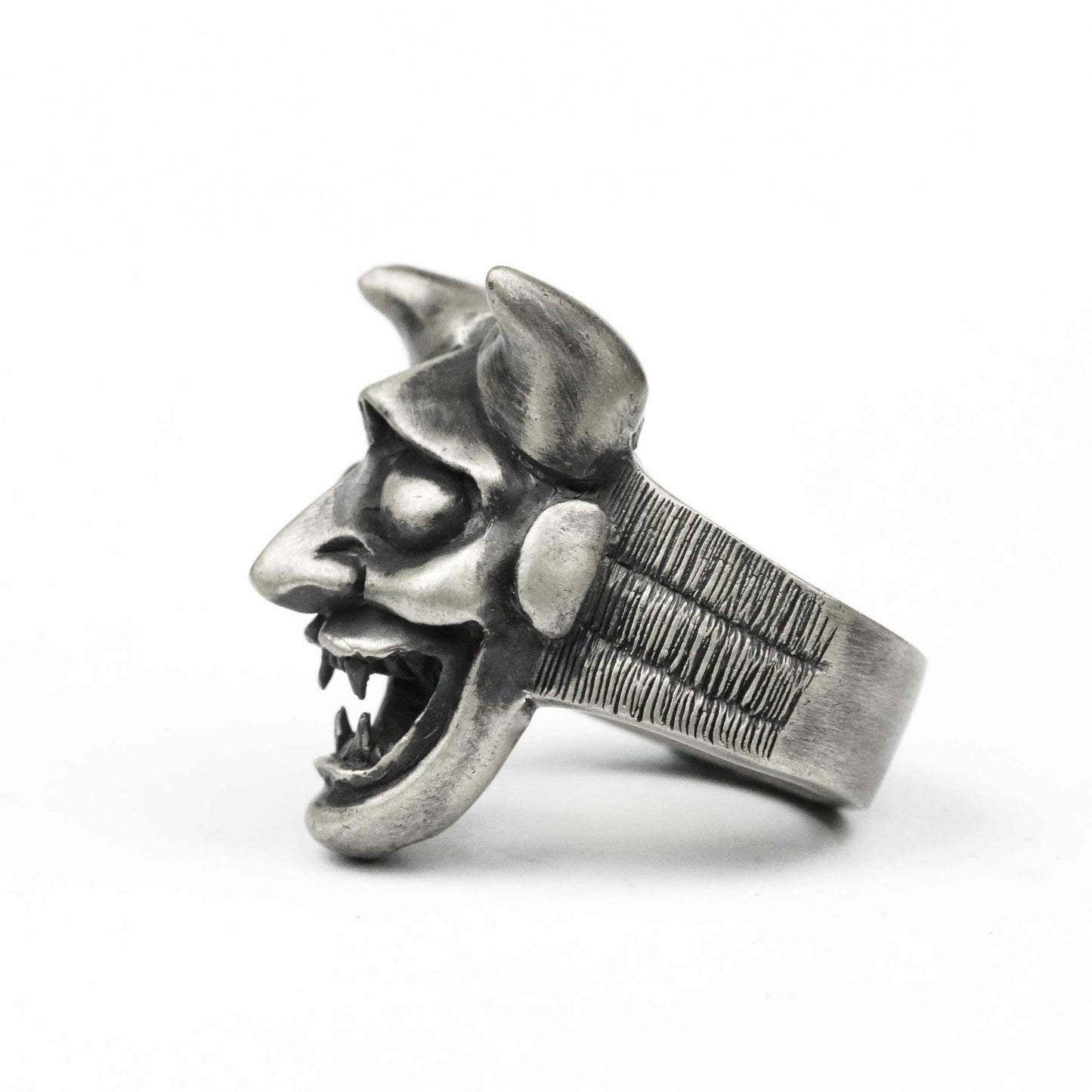 Oni ring, Hannya ring, Noh Prajna ring, Japanese demon ring, demon skull ring, Hannya mask ring, brass handmade jewelry