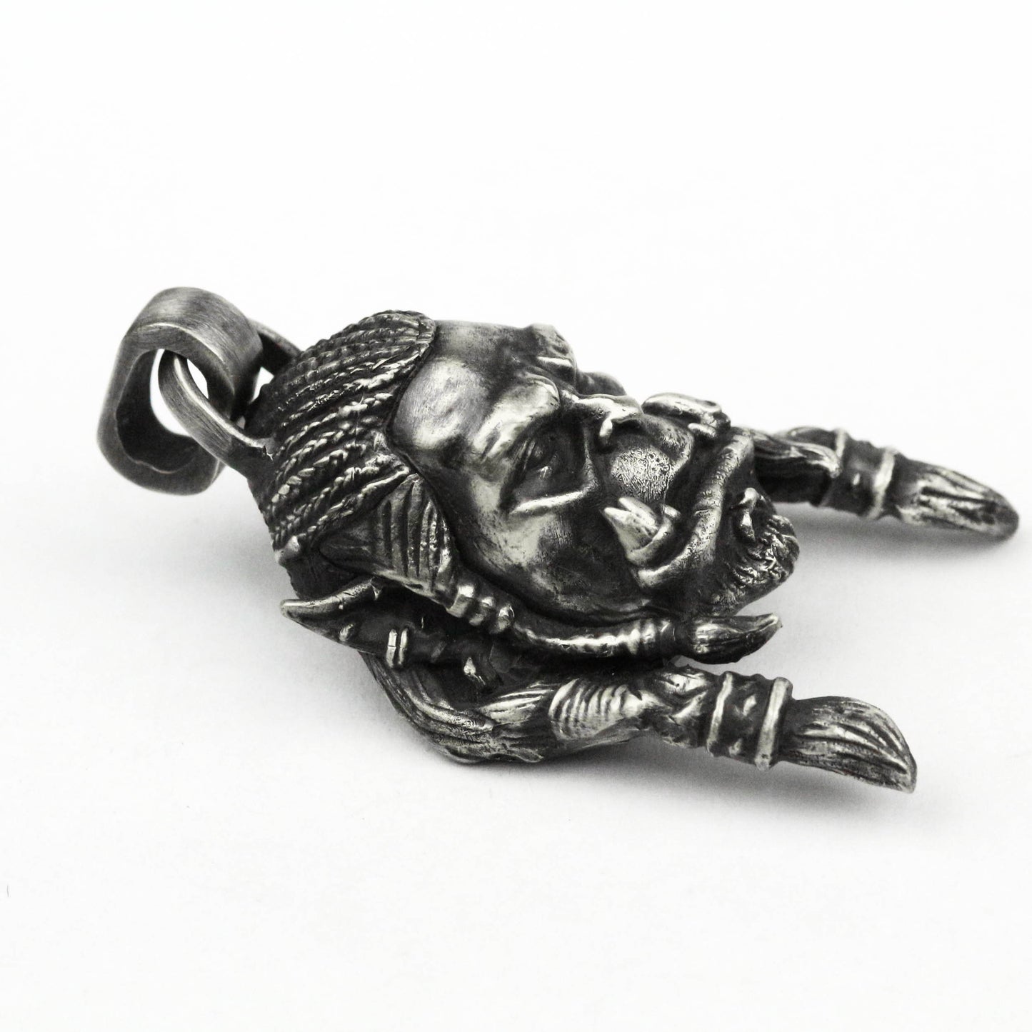 Orc Warrior Tribal Pendant - Artisan Silver MMORPG Inspired Jewelry