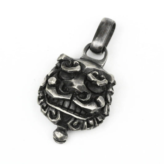 Chinese style Tang lion pendant,Lion Pendant,Tang Lion Pendant, Lion Ball Pendant,Silver Foo Dog Necklace Chinese Guardian Fu Lion Accessory