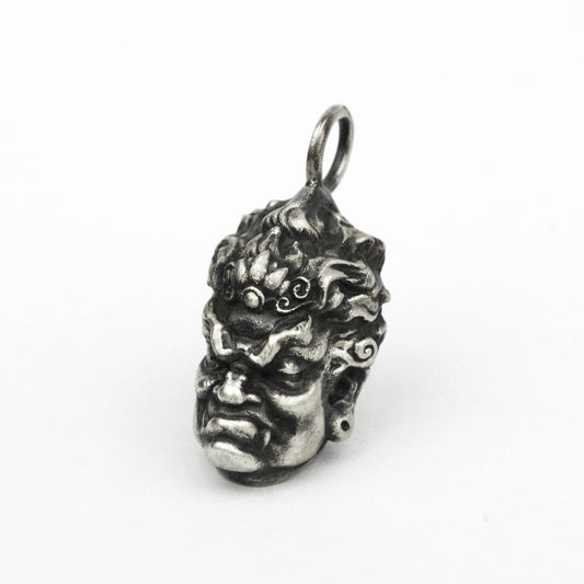 Tibetan Buddhist Mahakala pendant, Skull Tri Netra Mahakala Lord God of Fortune - God of Wealth - Rock Punk Biker pendant Silver 925 brass