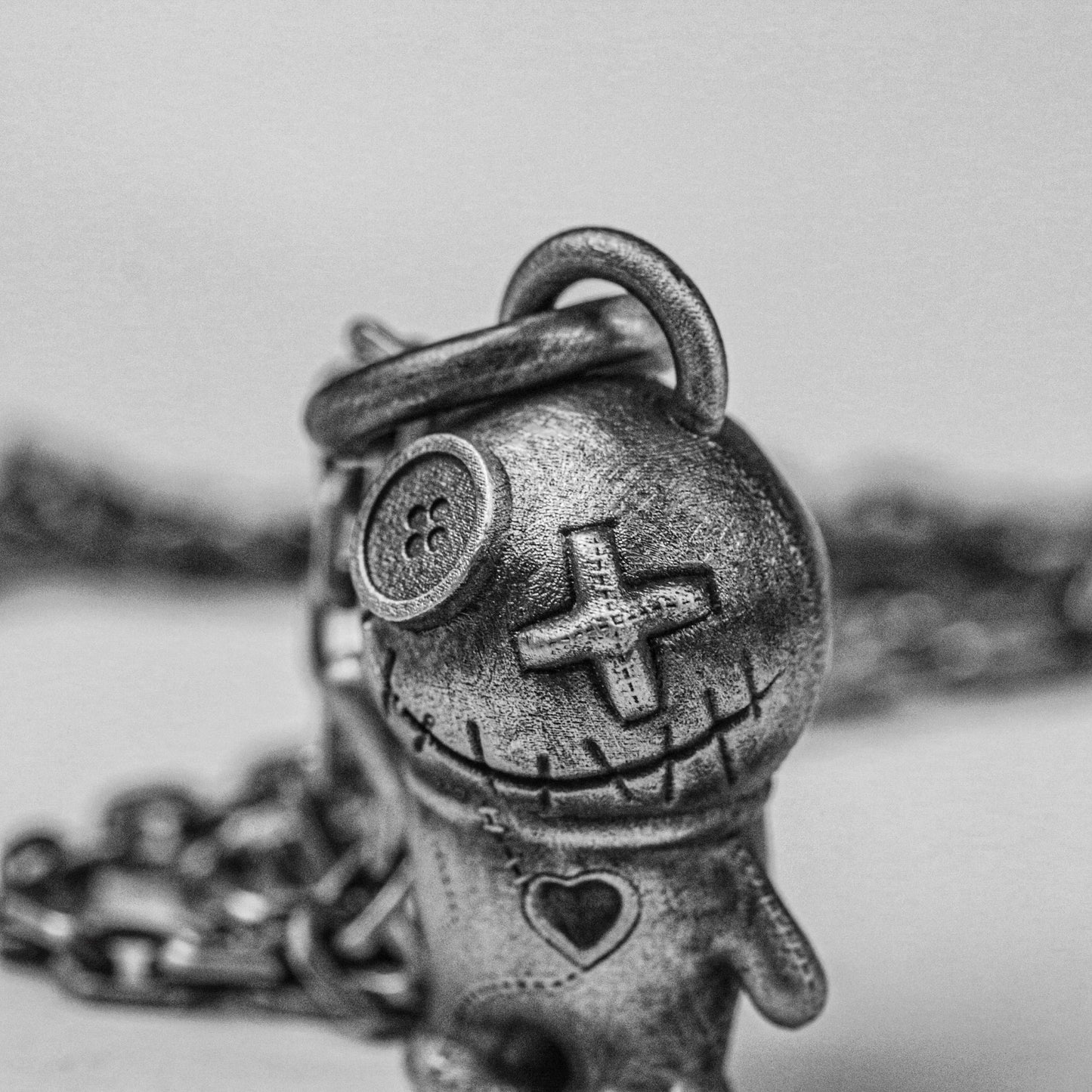 Puppet Elf Silver Pendant-Creative New Product-Doll Patch Anime Heart Cute Small Pendant-Silver Solid Casting Antique