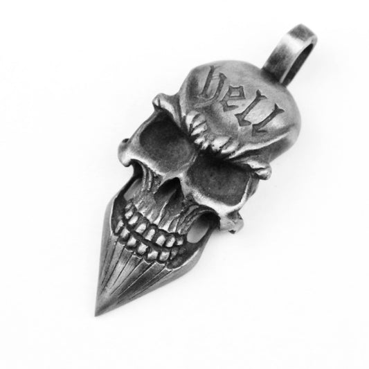 Skull pendant, pointed chin skull pendant,Vintage Brass Red copper cupronickel key chain pendant handmade jewelry