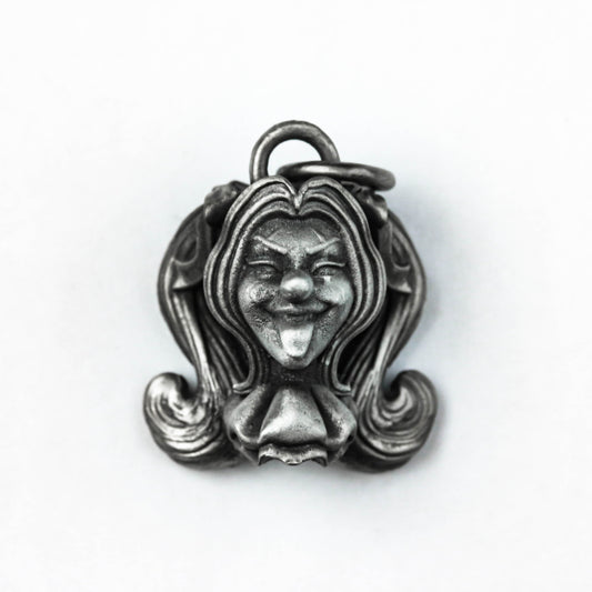 Diamond-Shaped 925 Silver Duo Pendant - Rebellious Spirit Dual-Face Design