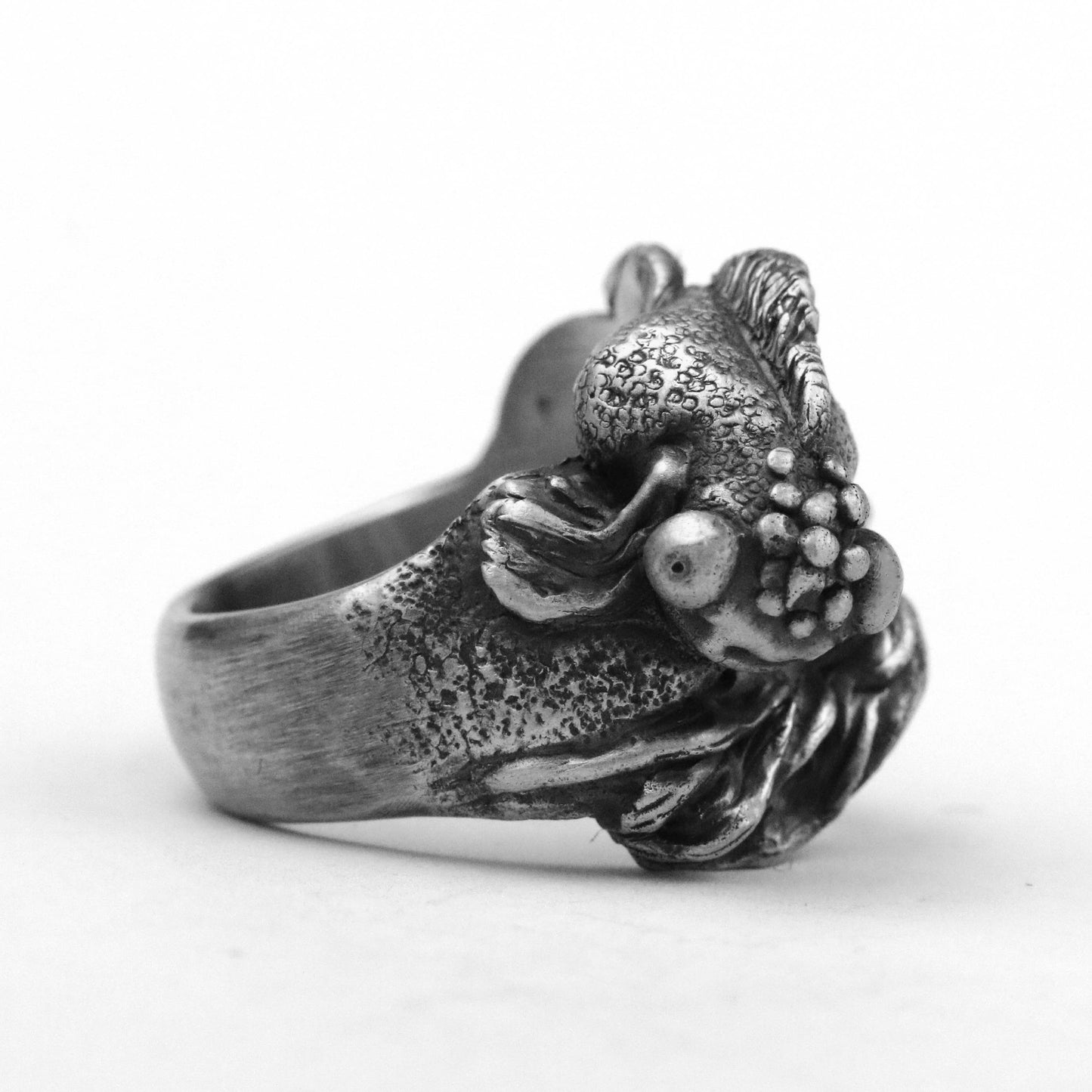 925 silver Big Eye Goldfish Ring Japanese Carp Koi Fish Tattoos, Unique Wedding Band Rings, koi ring fish ring,Gift for Fisherman