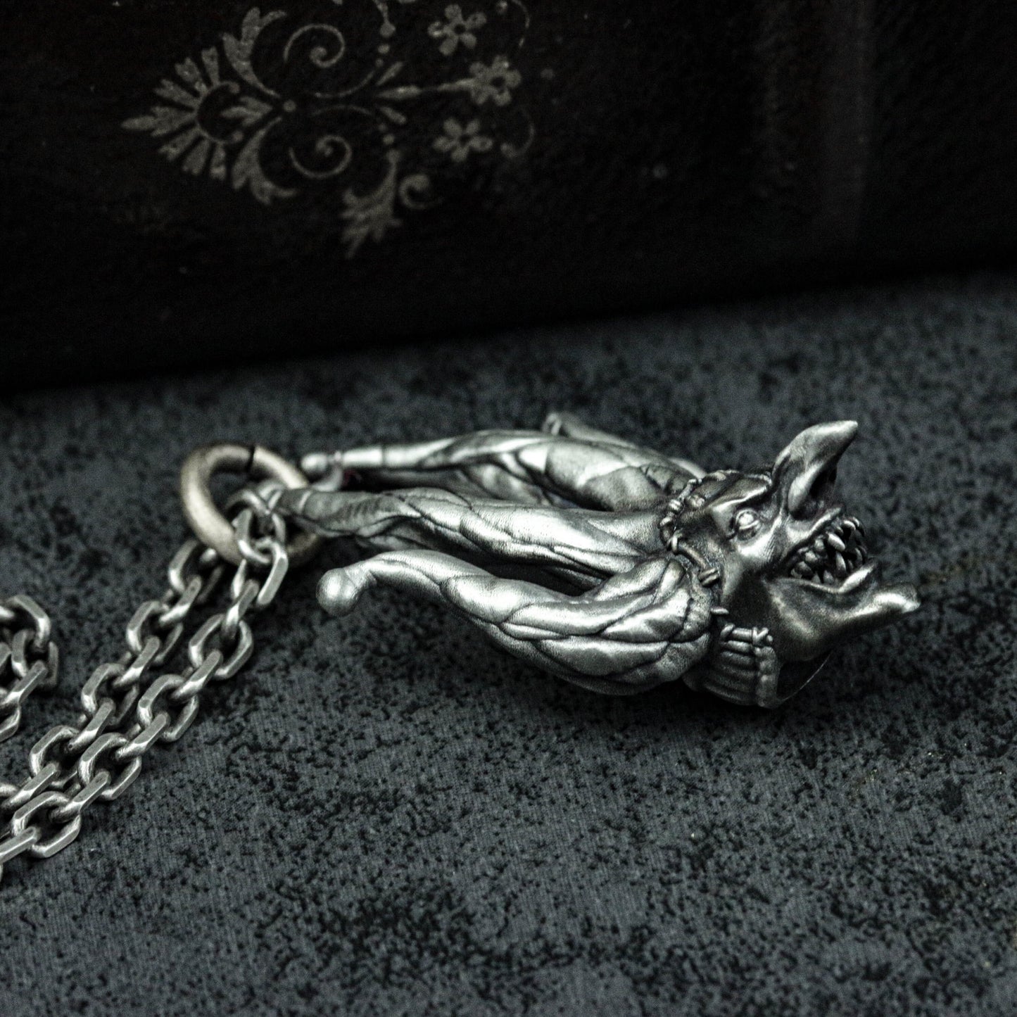 Playing Card King 925 Silver Pendant Necklace, Gambling Lucky Pendant, Skull Clown King Silver Necklace Gift