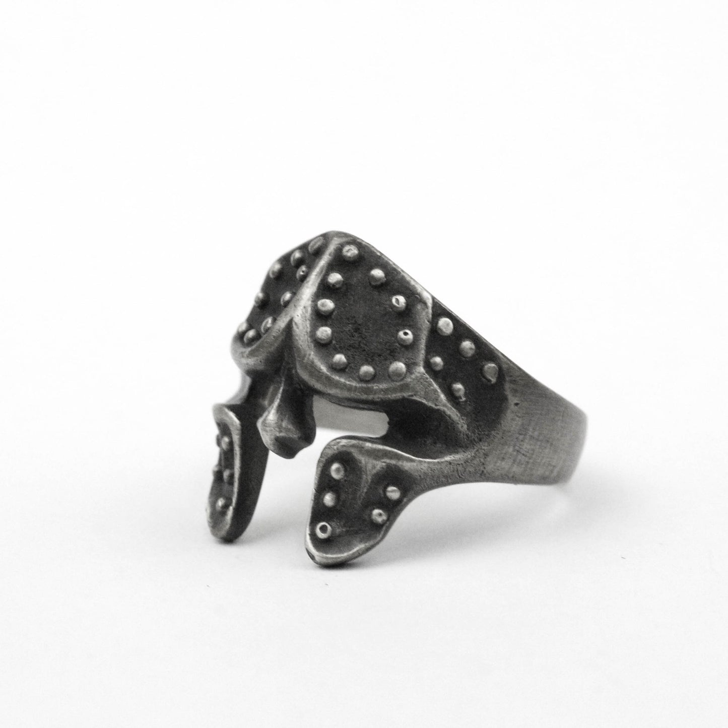 925 silver Gladiator helmet ring, Spartan warrior ring, rivet mask ring brass handmade jewelry