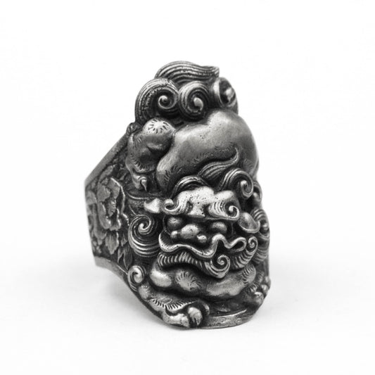 925 silver holy lion ring,traditional lion vintage totem ring, patron saint beast ring,Lion King fights for Hegemony Courage Ring