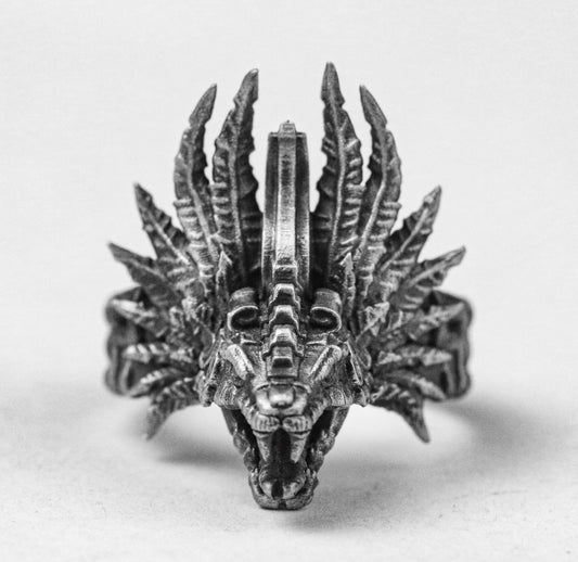 Quetzalcoatl silver ring, Indian jewelry, Kukulkan ring, linnorm brass ring, angel 925 sterling silver ring, demon brass ring.