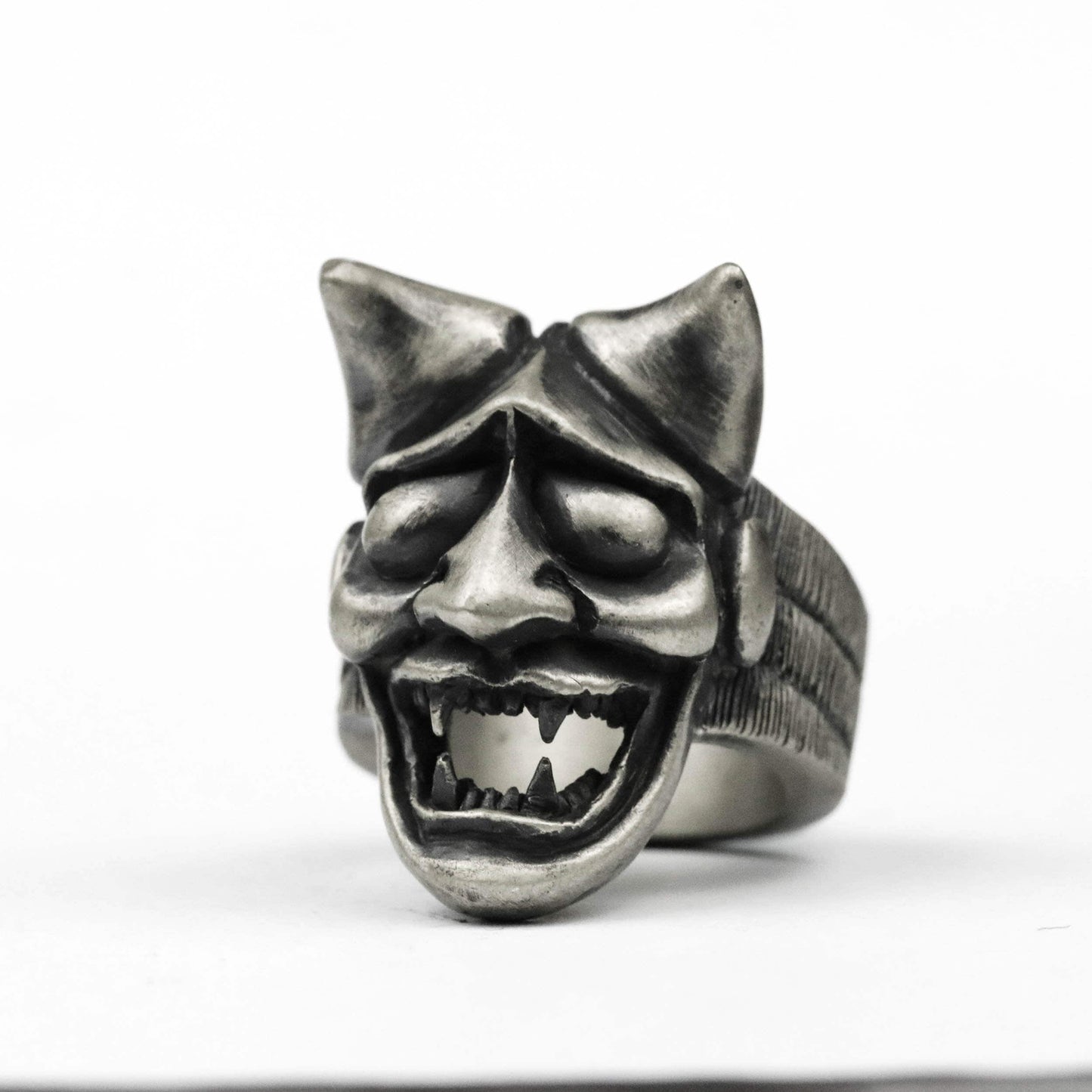 Oni ring, Hannya ring, Noh Prajna ring, Japanese demon ring, demon skull ring, Hannya mask ring, brass handmade jewelry