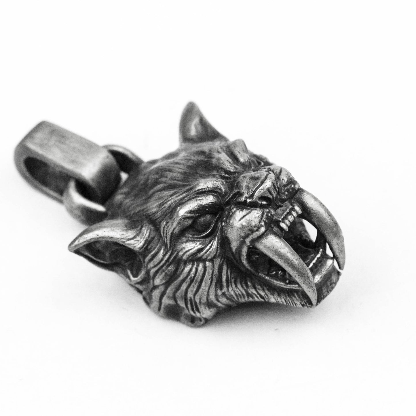 925 silver tiger pendant Saber-tooth tiger pendant,Tiger Head Men Necklace, Angry Tiger Wild Tiger Men's Angry Tiger säbelzahntiger