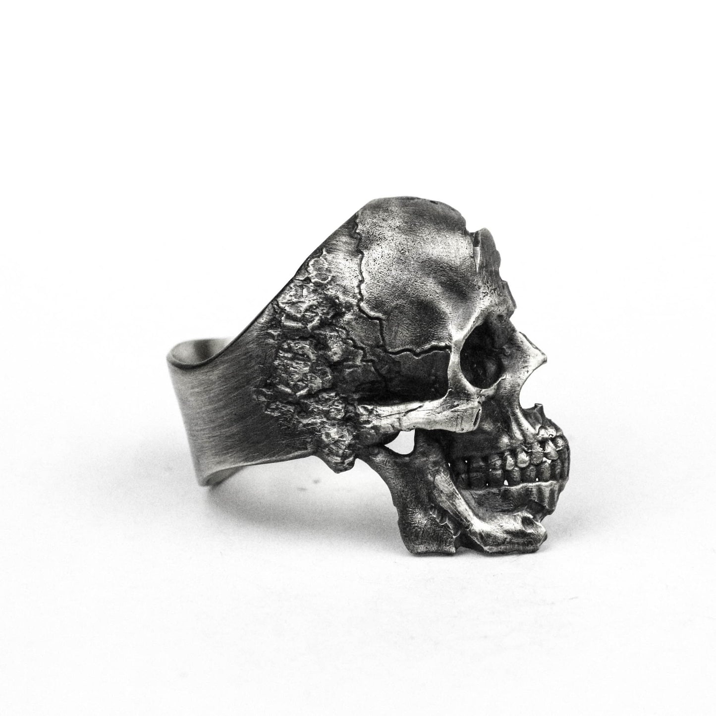 skull ring Half-faced Skull ring Battle Damaged Skeleton ring vintage Brass 925 silver handmade custom jewelry
