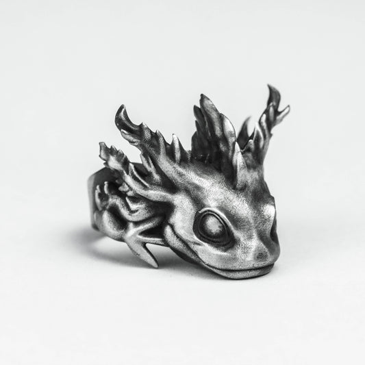 925 silver Axolotl Ring, Salamander, Water Lizard, Stacking Ring, Tiny Axolotl