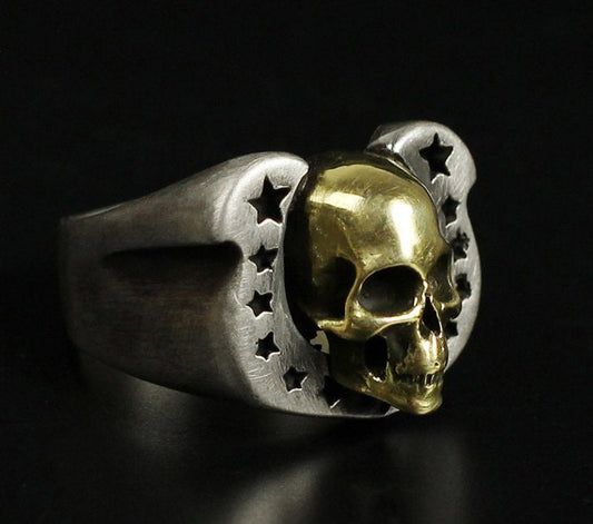 Inlaid Rings - Inlaid Skull Rings - Gothic Rings - Horseshoe Inlaid Rings - Combination Jewelry - Fashion Rings for Men