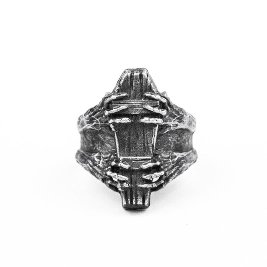 925 silver Coffin ring vampire ring devil ring devil claw ring death ring brass craftsman making jewelry