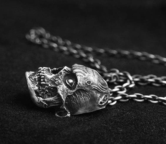 Gothic Necklaces - Vintage Punk Pendants - Zombie Silver Necklaces - Stunning Jewelry - Human Skull Jewelry - Handmade Rings
