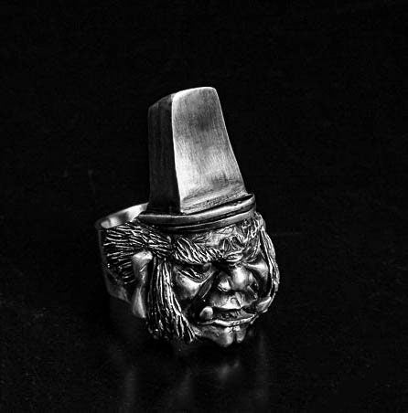 Handmade Ring - Black Impermanence Ring - 925 Sterling Silver Death Ring - Ghost Face Jewelry