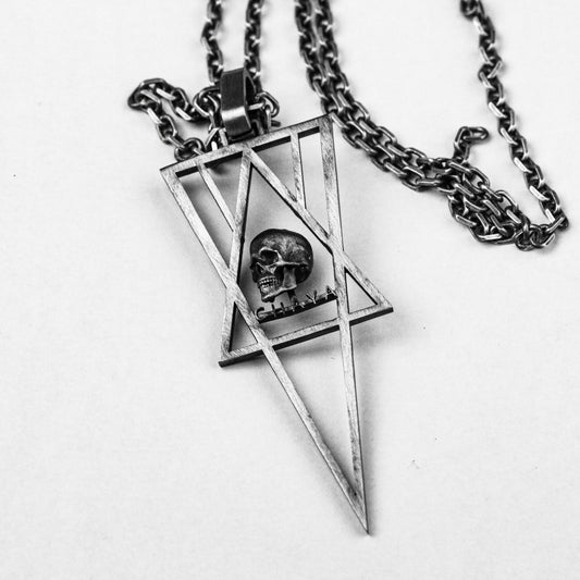 925 sterling silver skull pendant \ geometric logod pendant \ necklace personalized design creative cube \ unique gift for men