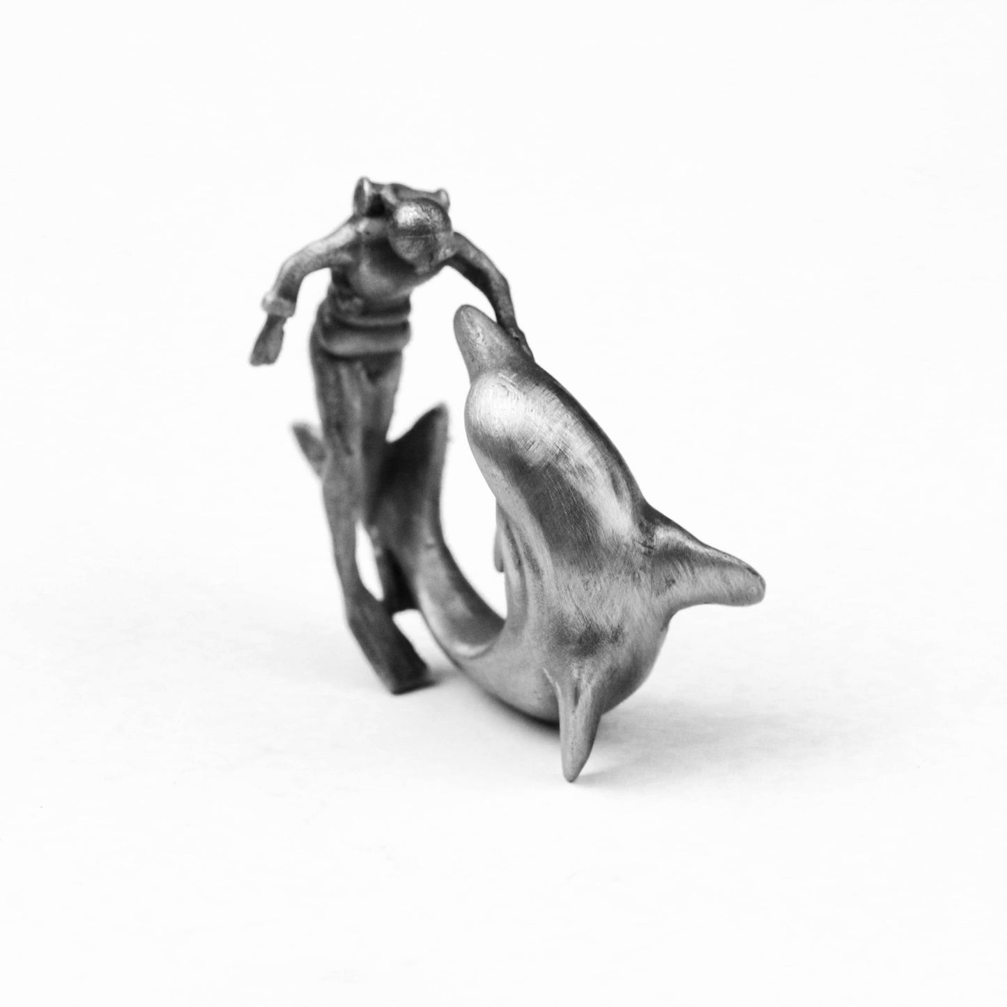 925 silver diver and whale pendant, great white shark pendant, dolphin necklace, vintage brass craftsman made jewelry
