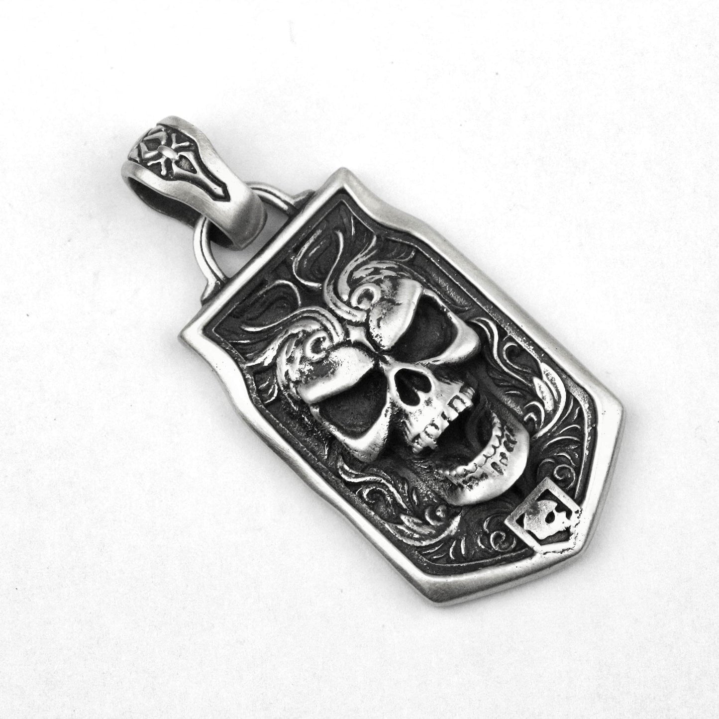 925 silver Skull Pendant, Skull Necklace, Human Skull Pendant, Men's Skull Army Brand, Brass 925 silver handmade custom jewelry