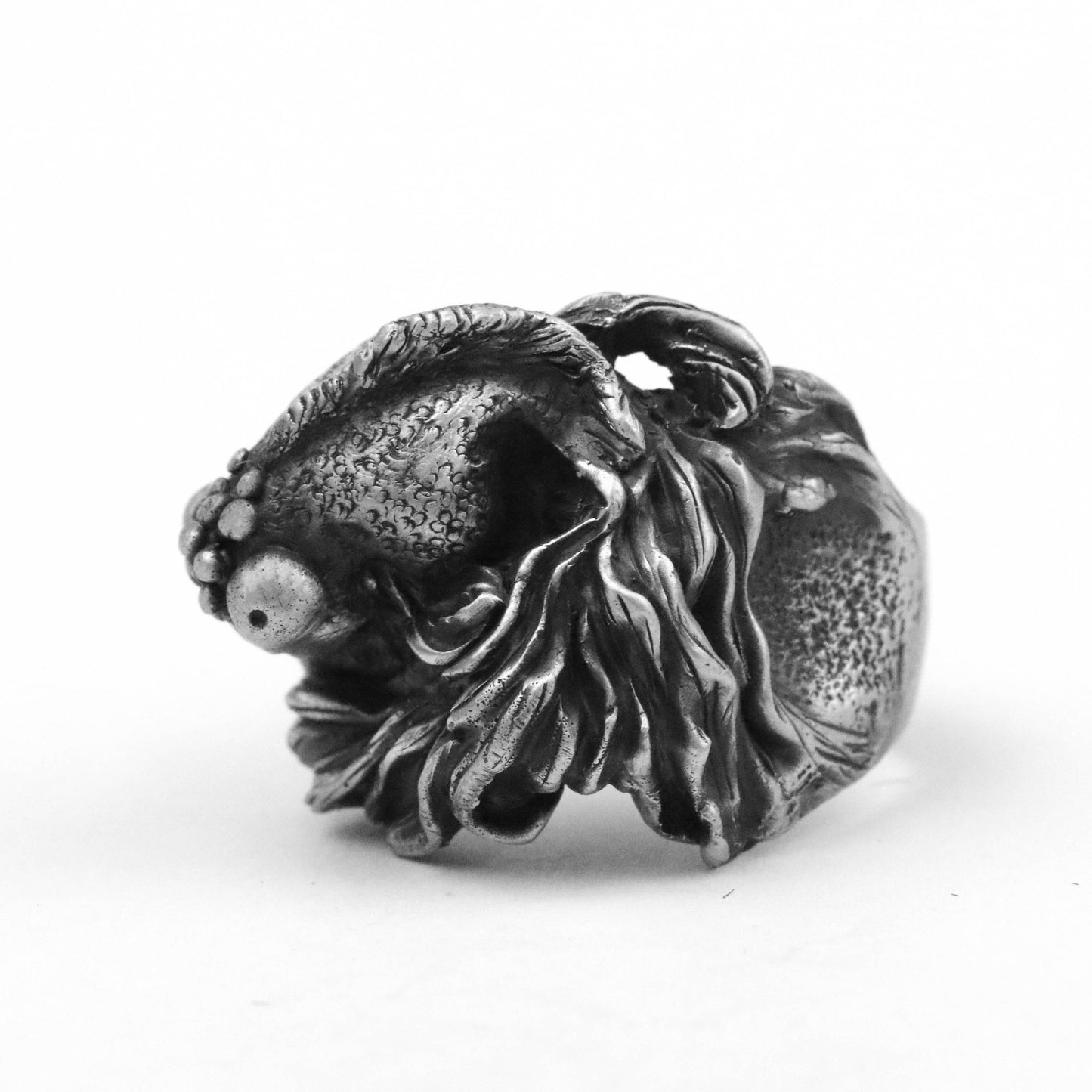 925 silver Big Eye Goldfish Ring Japanese Carp Koi Fish Tattoos, Unique Wedding Band Rings, koi ring fish ring,Gift for Fisherman