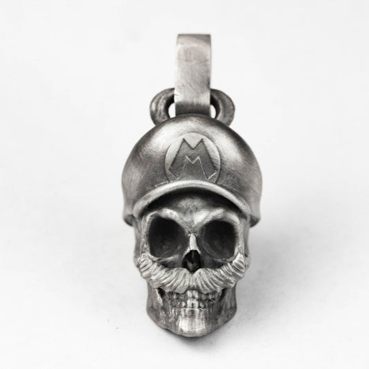 Mario-Style 925 Silver Skull Pendant Necklace - Vintage Handcrafted Chain for Men