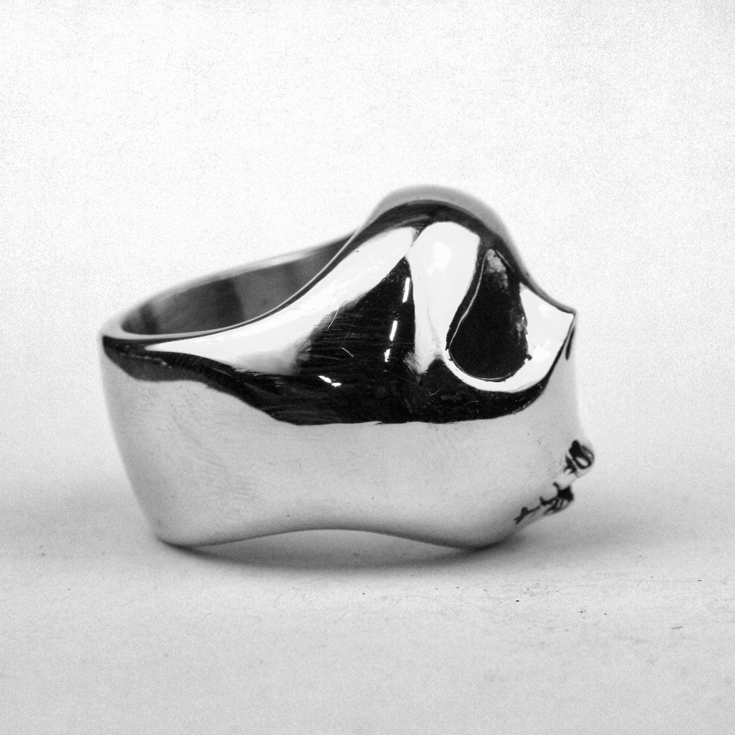 925 Silver Pumpkin Head Skull-Bone Gentleman Stackable Statement Ring Fantasy Jewelry