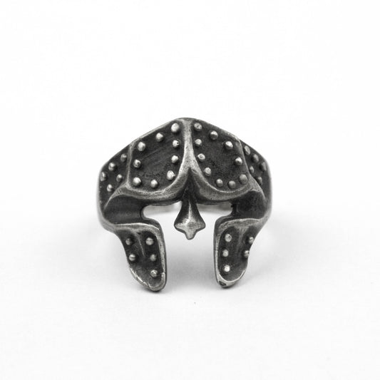 925 silver Gladiator helmet ring, Spartan warrior ring, rivet mask ring brass handmade jewelry