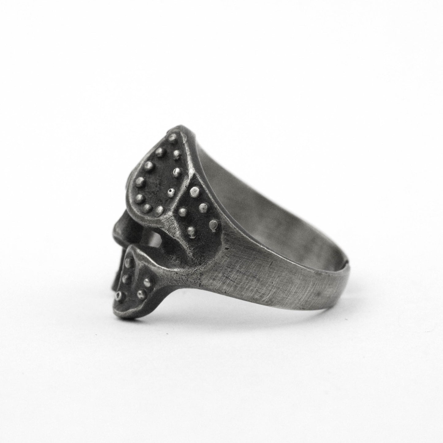 925 silver Gladiator helmet ring, Spartan warrior ring, rivet mask ring brass handmade jewelry