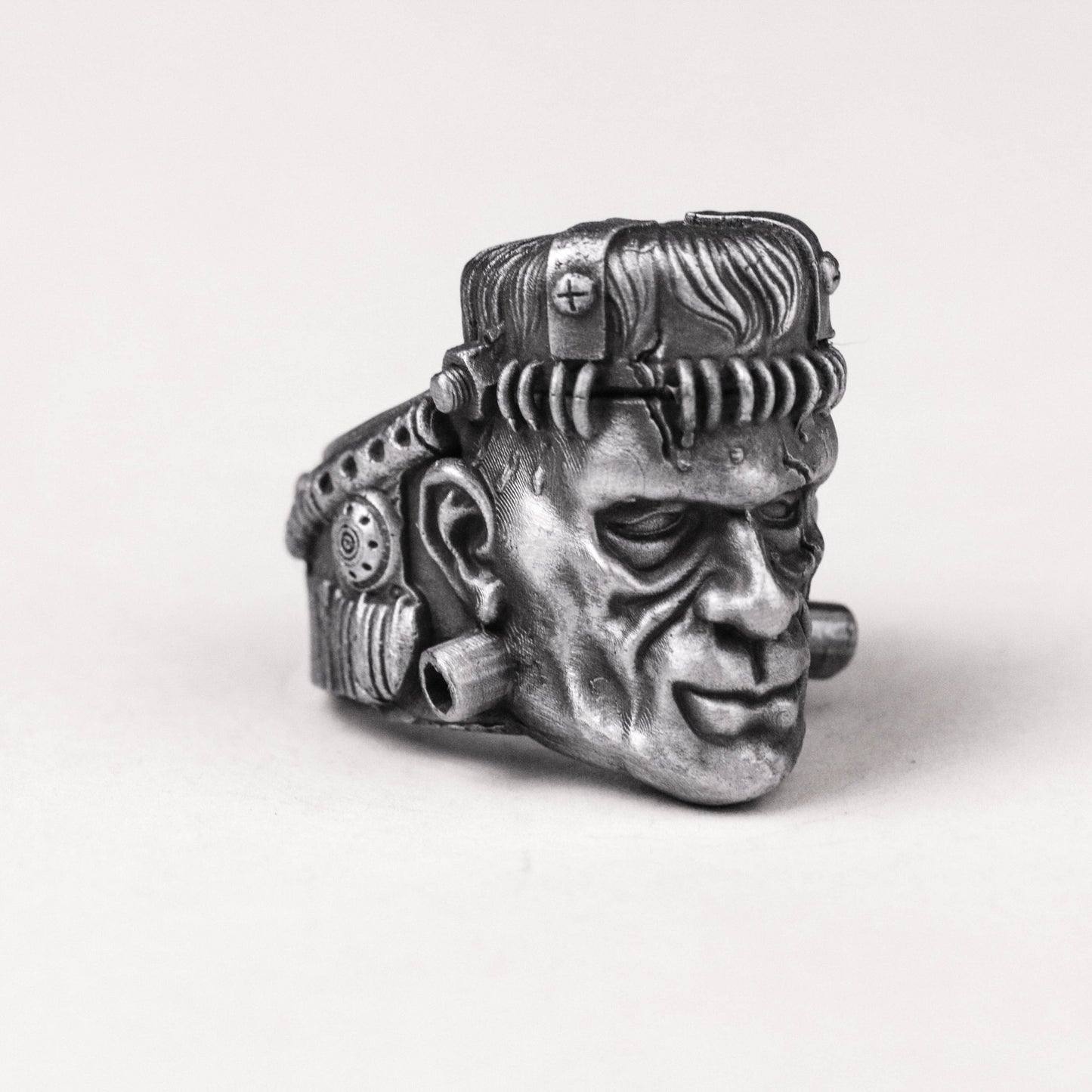 Gothic Laboratory 925 Silver Ring - Handforged Brass Novelty Jewelry with Lightning Motifs