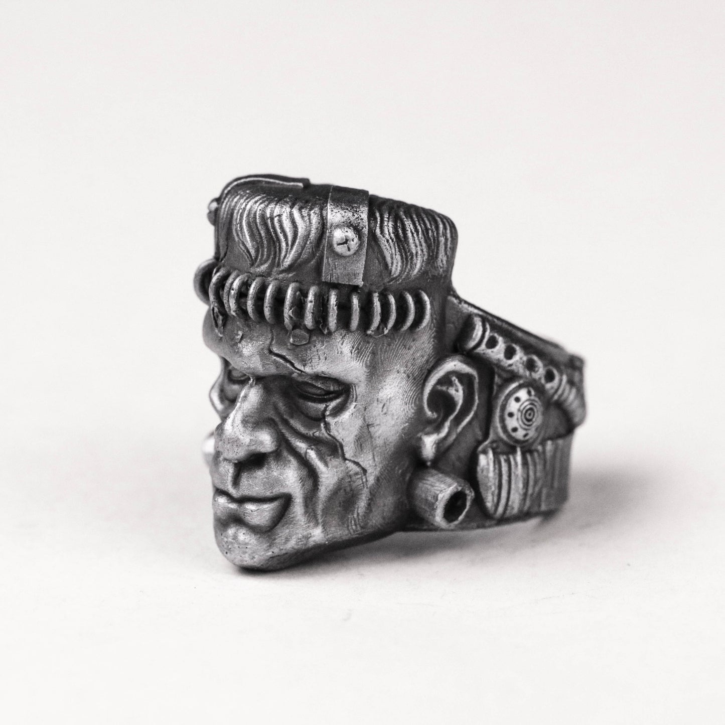 Gothic Laboratory 925 Silver Ring - Handforged Brass Novelty Jewelry with Lightning Motifs