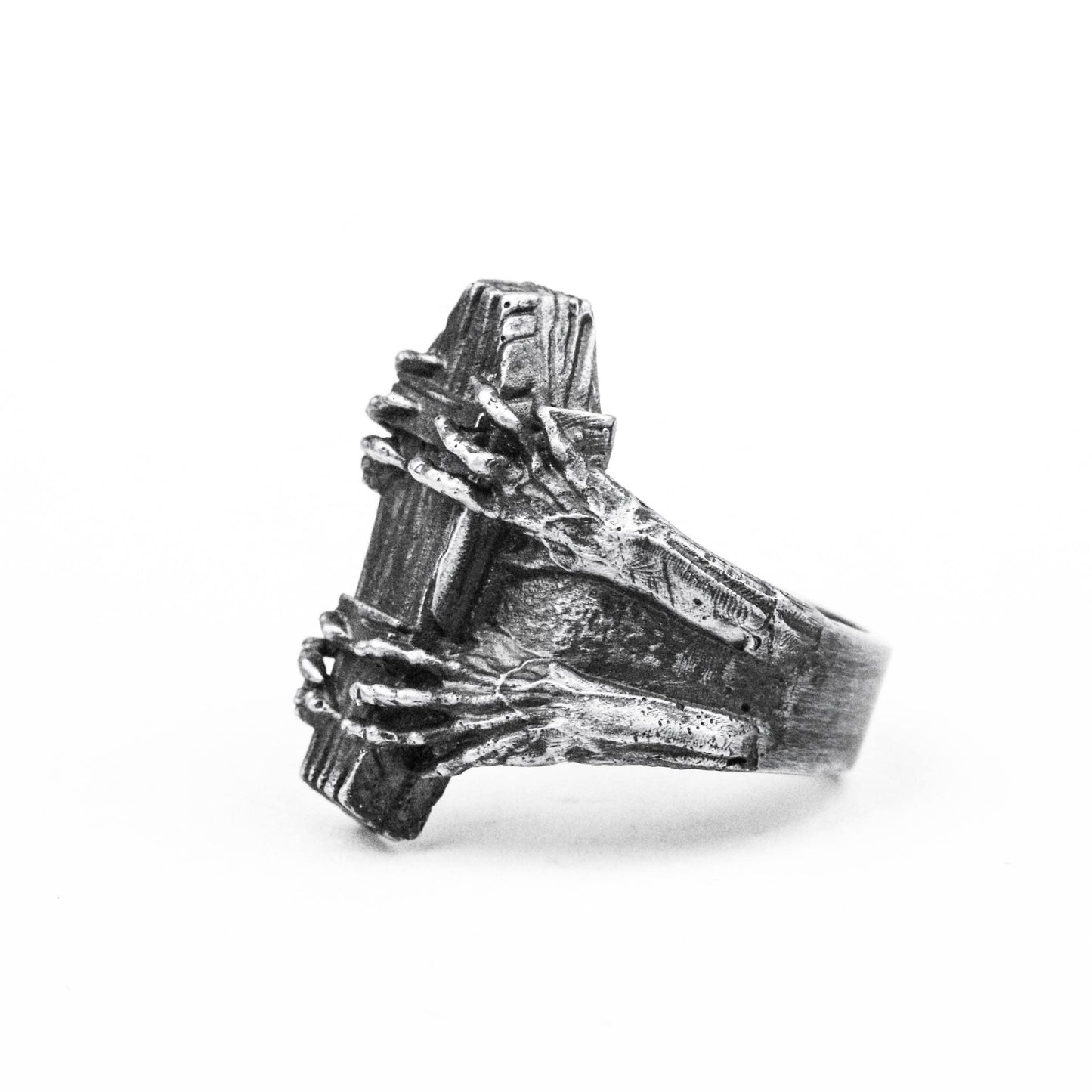 925 silver Coffin ring vampire ring devil ring devil claw ring death ring brass craftsman making jewelry