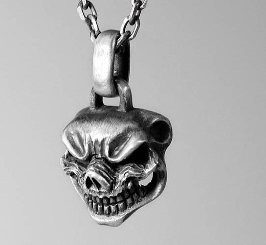 Delicate Pendant - Human Skull Jewelry - Gothic Necklace - Vintage Punk Pendant - Oxidized Silver Necklace - Stunning Jewelry