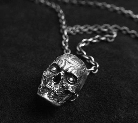 Gothic Necklaces - Vintage Punk Pendants - Zombie Silver Necklaces - Stunning Jewelry - Human Skull Jewelry - Handmade Rings