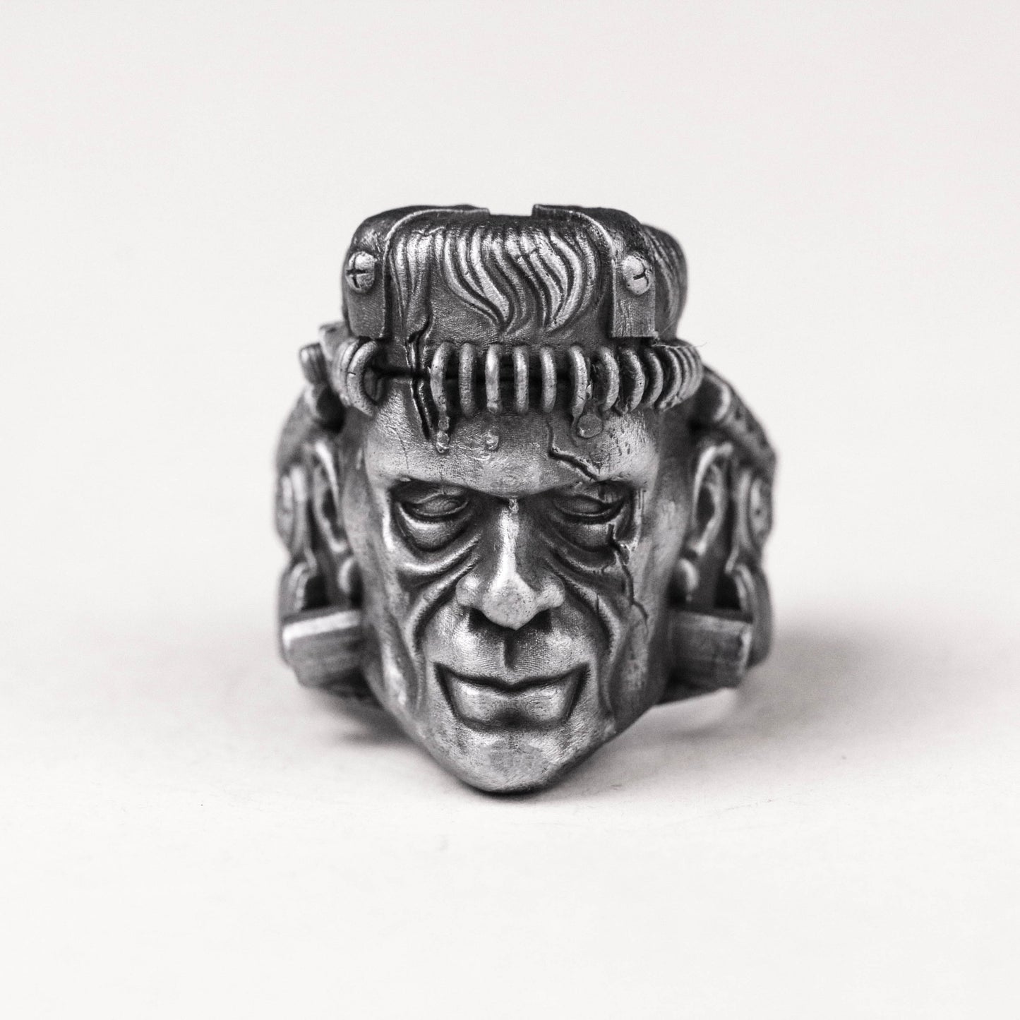 Gothic Laboratory 925 Silver Ring - Handforged Brass Novelty Jewelry with Lightning Motifs