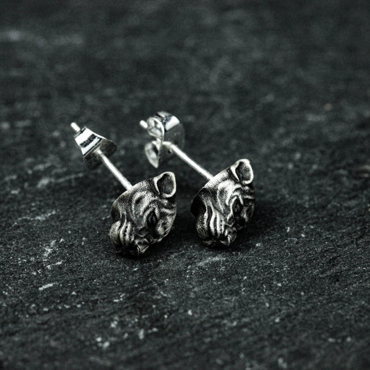 Leopard head earrings, 925 sterling silver earrings, animal earrings, animal jewelry, cheetah earrings, gift for him - handmade