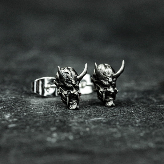 Bonjour mask silver earrings, mask earrings, bonjour earrings, mask jewelry, gifts for best man, gifts for him - handmade