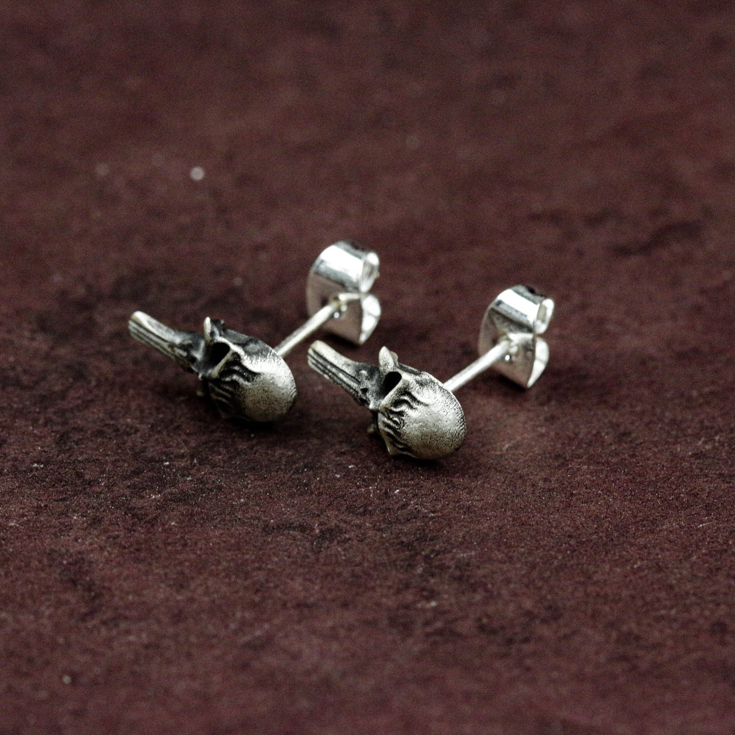Tactical Skull Mask Stud Earrings - Artisan Sterling Silver Grooming Gifts for Men