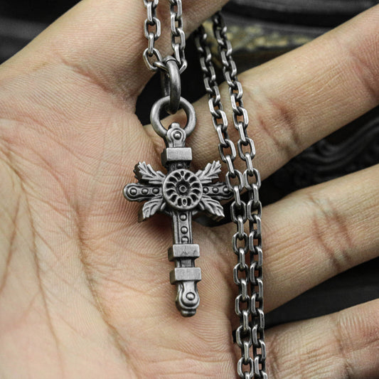 Sterling Silver Women's Silver Jewelry Konoha Cross of Life Pendant Necklace Sterling Silver Cross Women's Necklace Modern Cross Necklace.