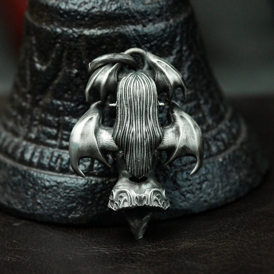 Satan's Messenger, Demon Banshee 925 Silver Pendant Necklace, Unique Gothic Banshee Necklace Artisan Gift