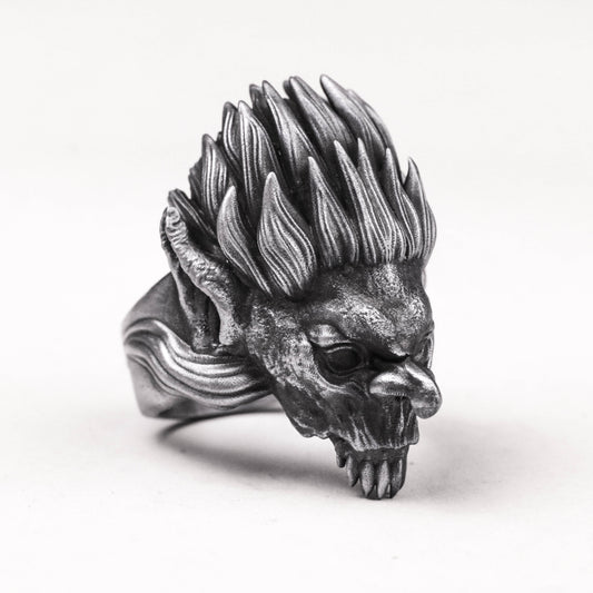 925 silver goblin ring, horror ring, men's large ring, movie game jewelry.