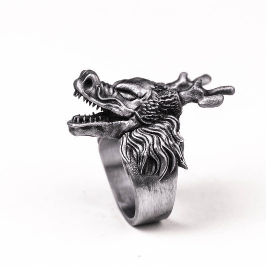 925 silver Dragon Head Ring Divine animal unicorn ring, dragon's son handmade silver ring, silver animal dragon tribe ring gift.
