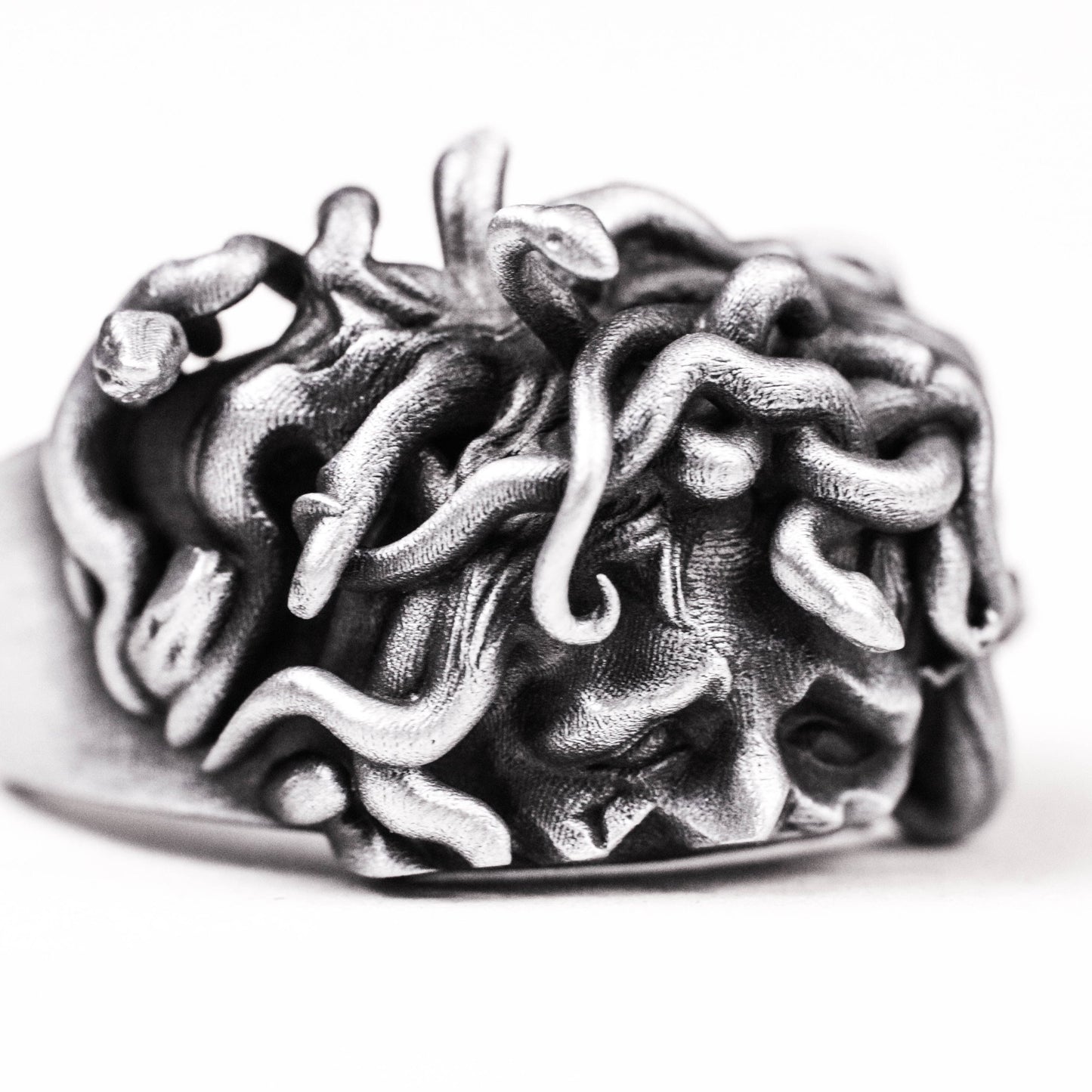 925 Silver Hydra Ring, Evil Goddess Ring, Medusa Sculpture Ring Stacking Ring Snake Ring Magic Eye Ring Reptile Ring.