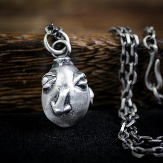 Overlord's Egg 925 Silver Pendant Necklace-Legend of Sword Style Beihe Wright-Handmade Solid Silver Pendant Gift Necklace